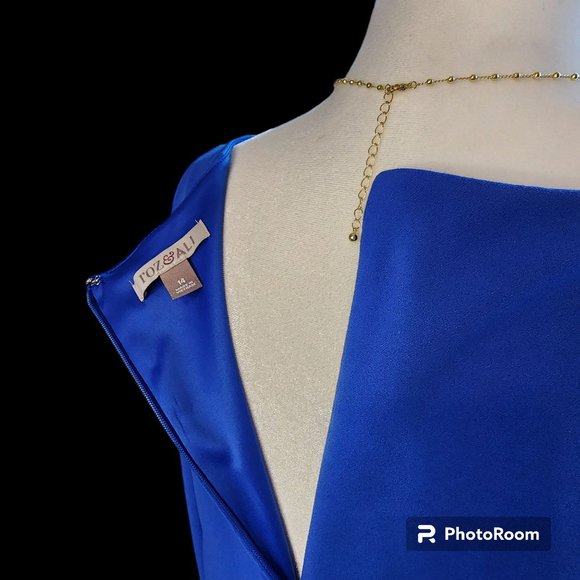 #001. Royal Blue Sleeveless A-Line Midi Dress-Roz&Ali - Picture 6 of 6